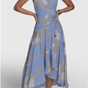 Donna Karan Blue and Gray High Low Dress